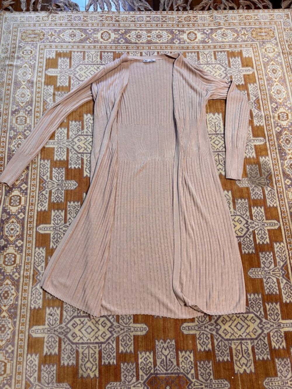 Vintage-Inspired/Pleated Maxi/Flowing A-Line/Elegant/Cardigan - Picture 3 of 4